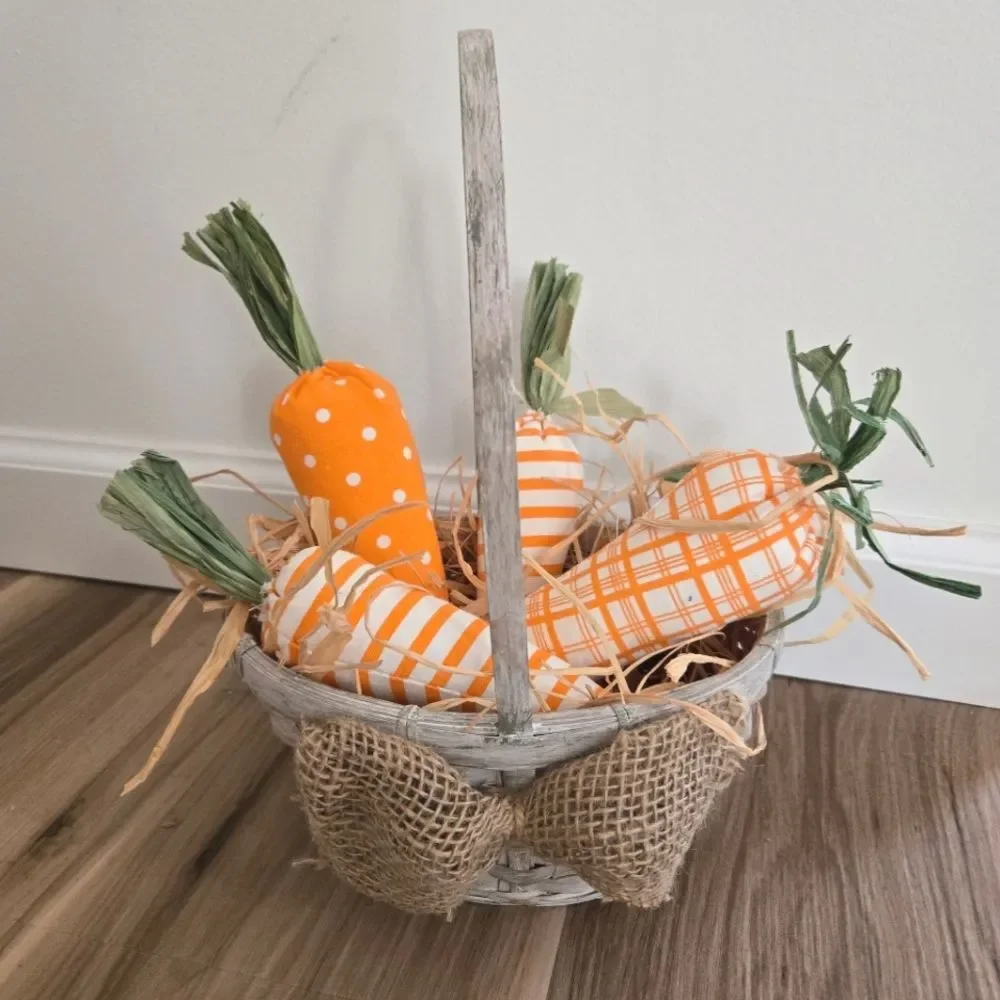 Handmade Rustic Orange Carrot Basket Spring Decor